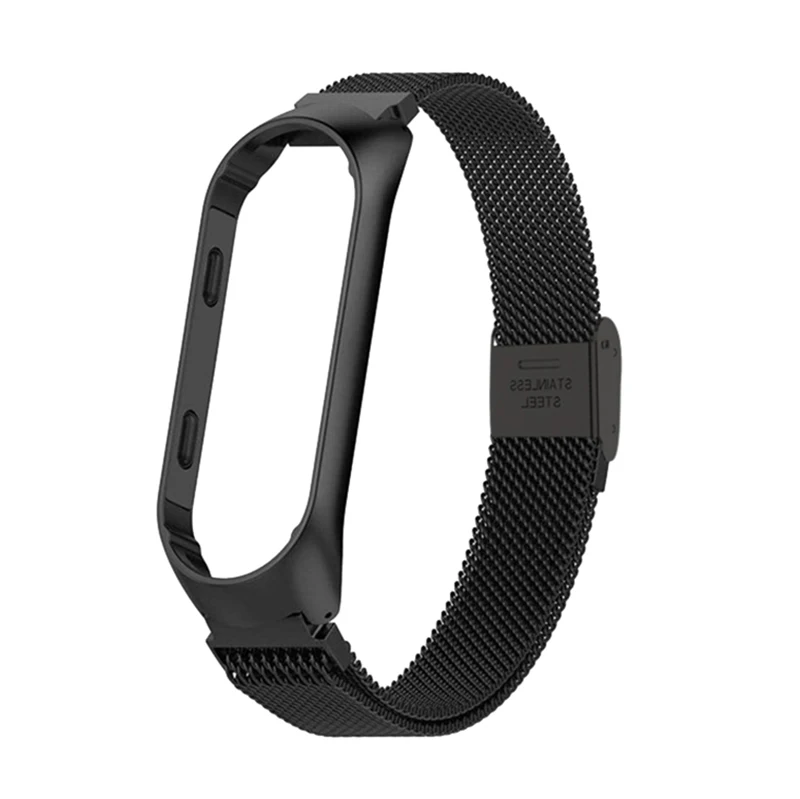 Магнитный браслет ремешок для Xiaomi mi 3 4 металлический Смарт-браслет mi Band мужские браслеты из нержавеющей стали ремешок для mi Band 3 4 - Цвет: Buckle Black