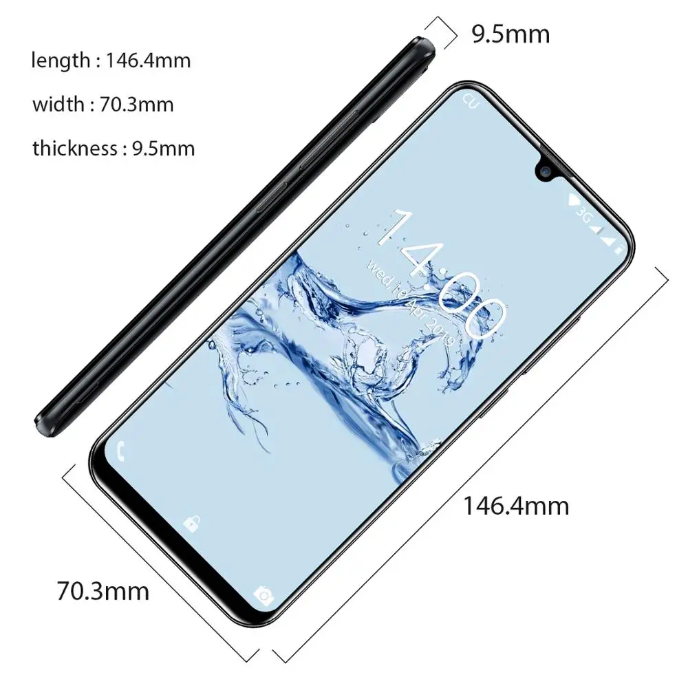 Смартфон OUKITEL C16 5,71 ''19:9 2GB 16GB Android 9,0 MT6580P экран капли воды 5 V/1A 2600mAh отпечаток пальца лица ID мобильный телефон