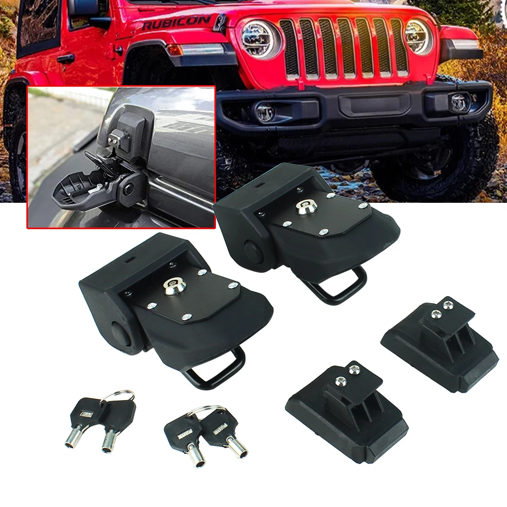 Lot de 2 loquets de verrouillage de capot avec kit de cl/és en alliage daluminium ABS pour Jeep Wrangler JL et mod/èles illimit/és.