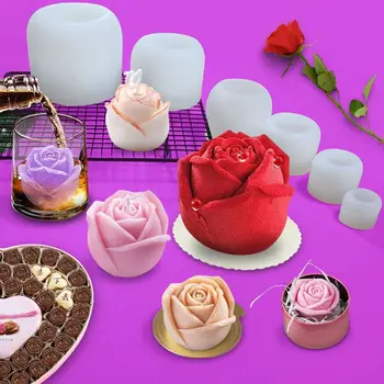 

3D Rose Ice Tray Mold Reusable Food Grade Silicone Ice Cube Mold Flower Mousse Epoxy Resin Mold Art Crafts Tool