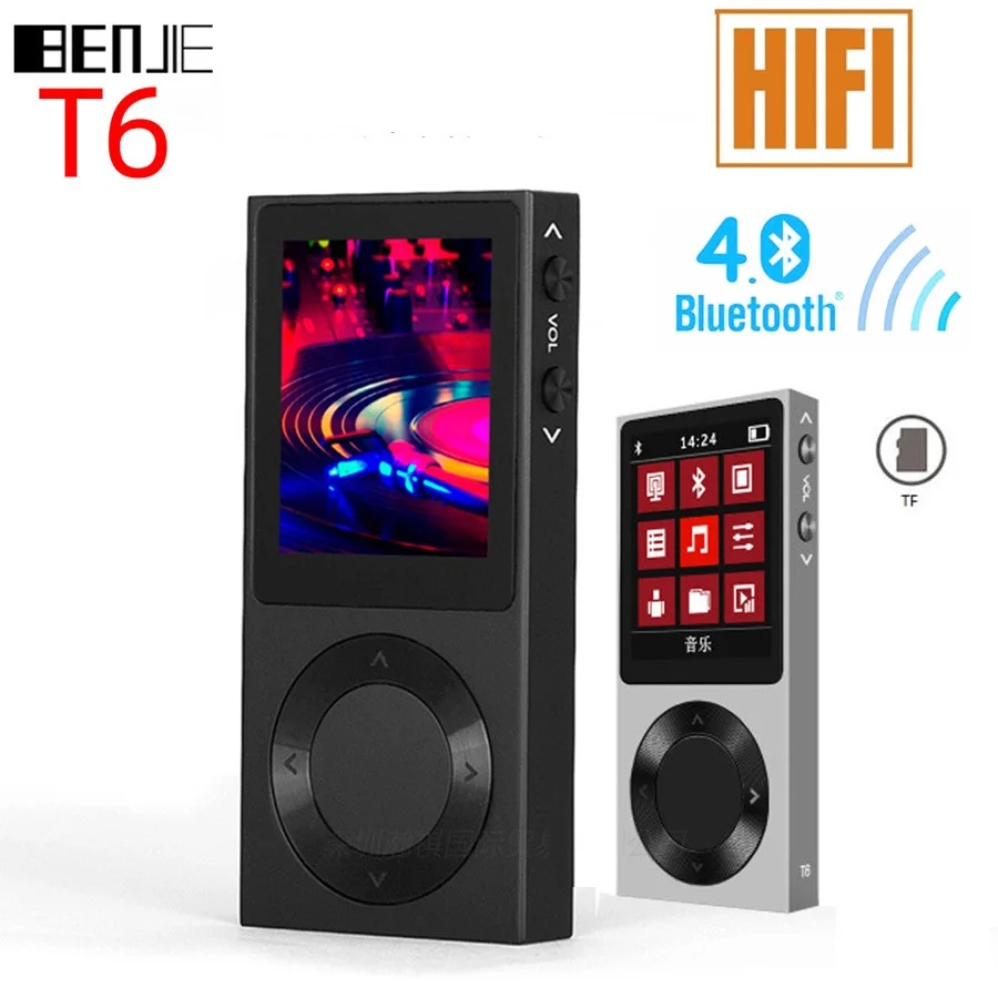 Benjie T6 Портативный HIFI MP3 плеер Bluetooth портативный мини MP3 плеер Поддержка TF карта звук без потерь Музыкальный плеер