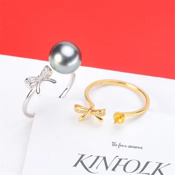 

Pearl Ring Settings 925 Sterling Silver Holder Adjustable Ring Settings Base Accessories DIY Ring Jewelry Making Free Shipping