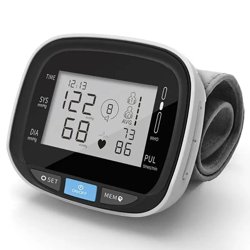 

VKTECH LCD Digital Voice Cuff Wrist Sphygmomanometer Automatic Household Blood Pressure Meter Heart Rate Pulse Monitor Gauge BP
