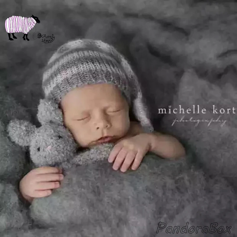 60x60cm Newborn Baby Photoshoot Studio Posing Wool Blanket Wrap Props Baby Photography Accessories Woolen Blanket Basket Filler