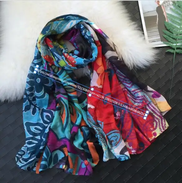 Роскошный брендовый женский летний шарф, испанская Цветочная шаль, женские шарфы с принтом - Цвет: 2