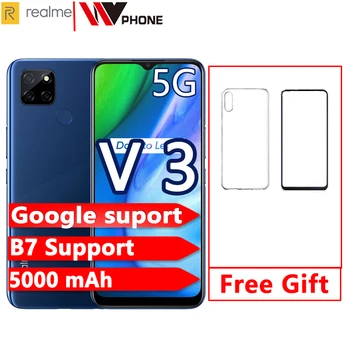 Перейти на Алиэкспресс и купить Realme V3 6 ГБ 64 Гб 5g мобильный телефон 6,5 ''720x1600HD + 5000 мАч аккумулятор 13 МП Тройная камера Dimensity 720 Восьмиядерный 18 Вт Зарядное устройство
