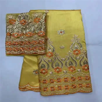 

African George Lace Fabric With Blouse 5+2 Yards Sets For Evening Dress Design Nigerian Embroidery Guipure George Lace Material