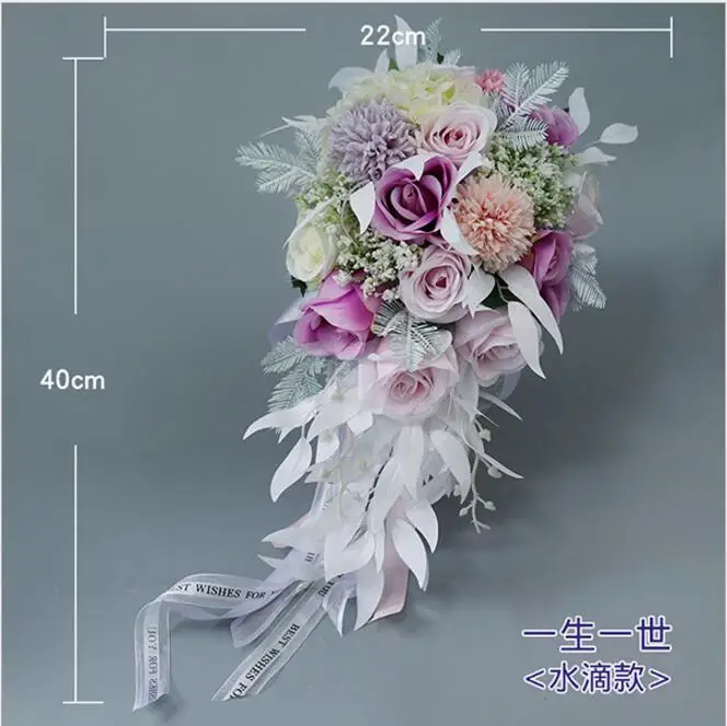 Bridal Bouquet Artificial Flower Water Drops Waterfall Wedding Bouquet Bridal Holding Flowers Bridesmaid Bouquet SPH024