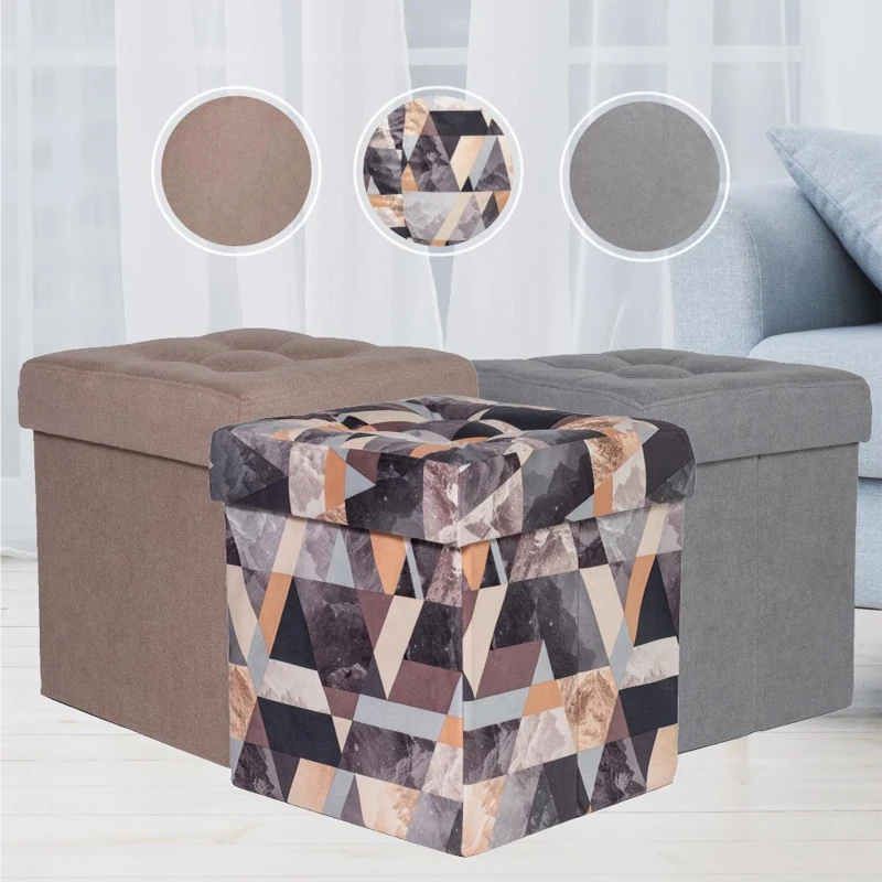 Price Delicatex Home Soft Comfort Folding Poof Delhi Multi function Storage Box with Lid Organizer Comfortable Ottoman for Сhildren Footrest Fabric Small Chair Living Room Hallway Furniture Tabouret Stool Pouffe Seat