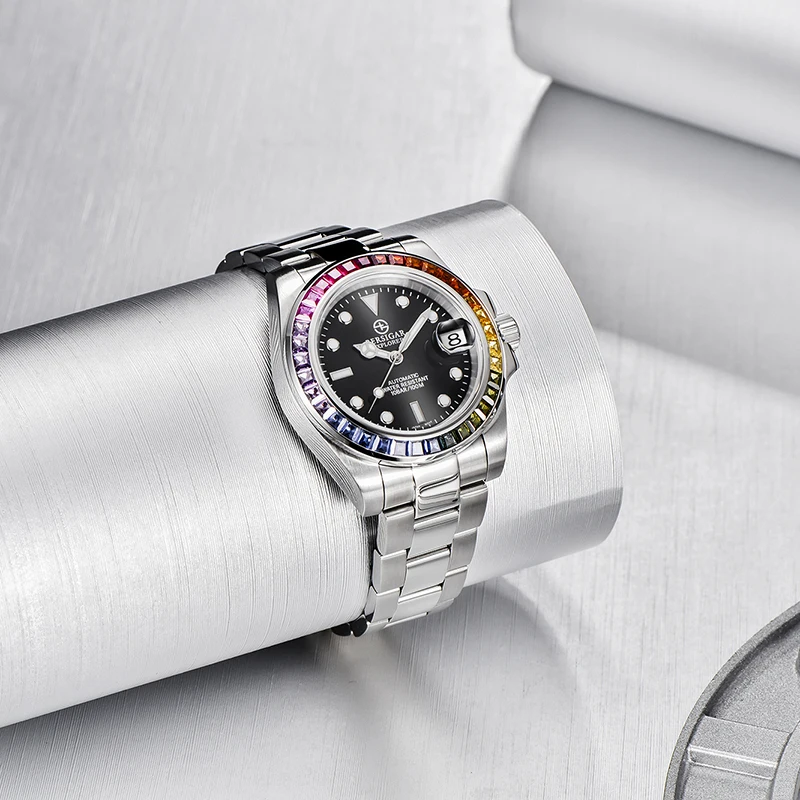BERSIGAR Luxury Brand Men Watch Automatic Mechanical Stainless Steel 100M Waterproof Fashion Business Watches Relogio Masculino 5