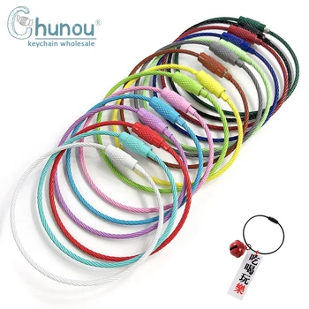 

10PCS/Lot DIY Jewelry Making Keychain Accessories Material Color Painting Wire Ring Rope Rotating Screw Key Ring Charm Wholesale