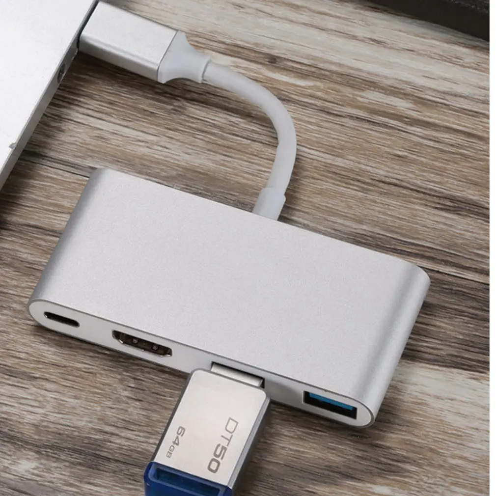 USB C к HDMI адаптер 4K type C адаптер многопортовый AV конвертер с 2 портами USB 3,0 порт зарядки для MacBook Pro