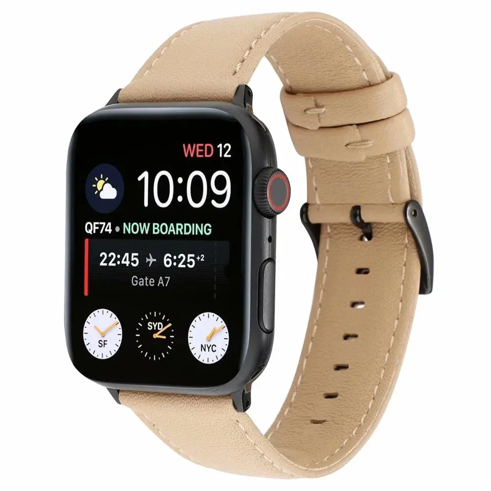 Браслет из натуральной кожи для Apple Watch Series 5 4 3 2 1, спортивный ремешок для Apple iWatch 38 мм 42 мм 44 мм 40 мм