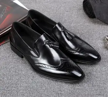 

Bullock NEW Men tassel carved dress formal shoes fashion slip-on oxford for men Genuine leather party office shoes