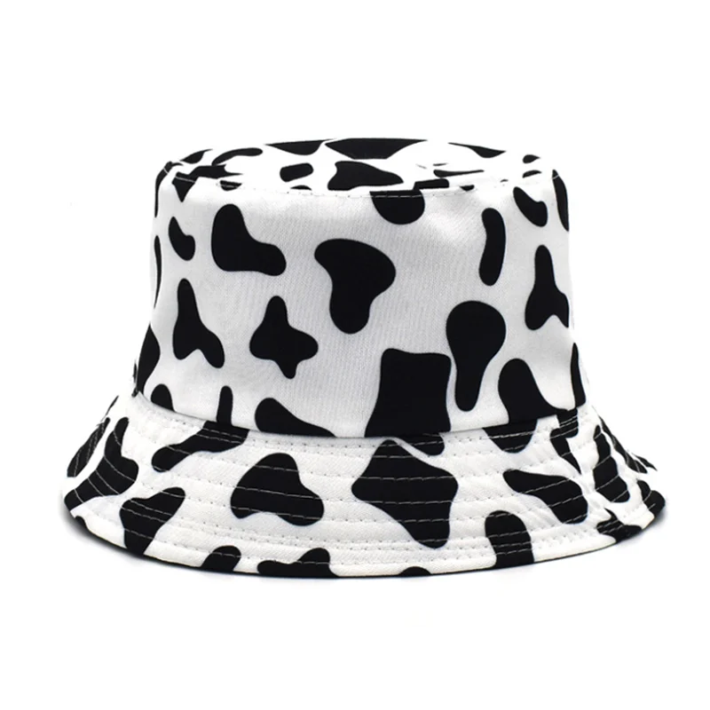 New Cute Reversible Black White Cow Print Bucket Hats Men Women NEW Fashion Summer Sun Hat Fisherman Cap Travel Gorras Panama