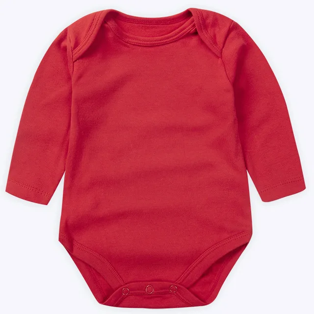 2021 Baby Ropa Bebe Newborn Girl Long Sleeve Rompers Clothes Bodysuits Kids New 3-24M Boys Infant Cotton Summer Body Pure Color New Red