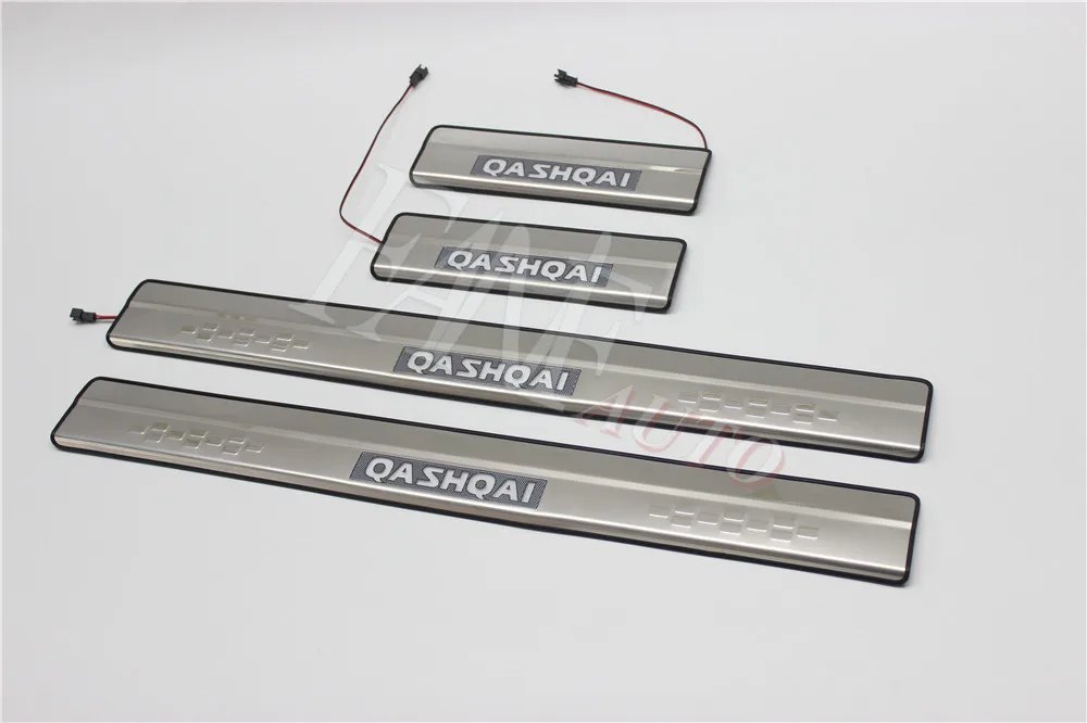 Нержавеющая сталь светодиодные пороги Накладка защита порогов защитная накладка для Nissan Qashqai 2013
