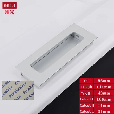6613-Silver-96mm 10 pz/lotto Rettangolo di Alluminio мобильный шкаф Armadio guardaroba Cassetto Da Incasso A Filo Dito Tirare Nero Argento - Цвет: 6613-Silver-96mm