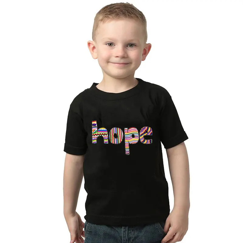 Футболка с надписью Hope Poleras/Одежда для мальчиков 2-10 лет, модная повседневная футболка для малышей, хлопковые топы с короткими рукавами, унисекс, Disfraz