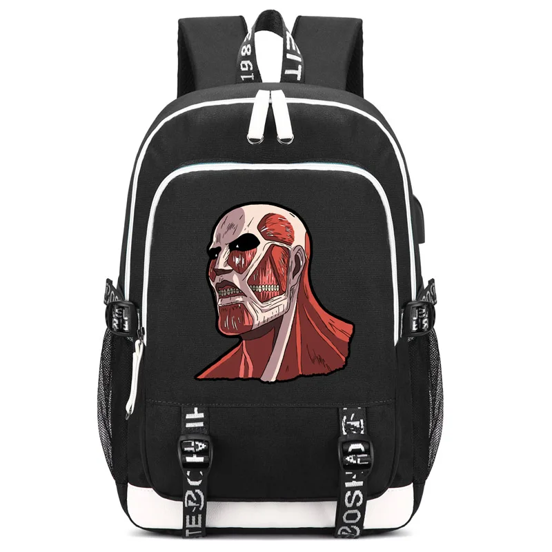 Рюкзак Attack on Titan с usb-портом для зарядки и блокировкой и интерфейсом для наушников для студентов колледжа, мужчин и женщин - Цвет: style5 black