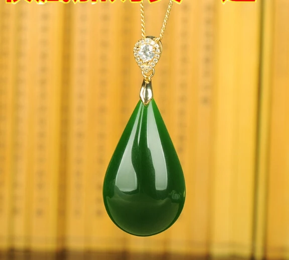 

Jasper Pendant women's 925 silver inlaid Hetian jade water drop pendant jadees necklace lucky birthday gift