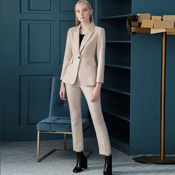 

LANMREM 2020 New Spring Summer Lapel Single Button Long Sleeve Blazer And Slim Fit Pants Two-piece Vintage Loose Set Women PD825