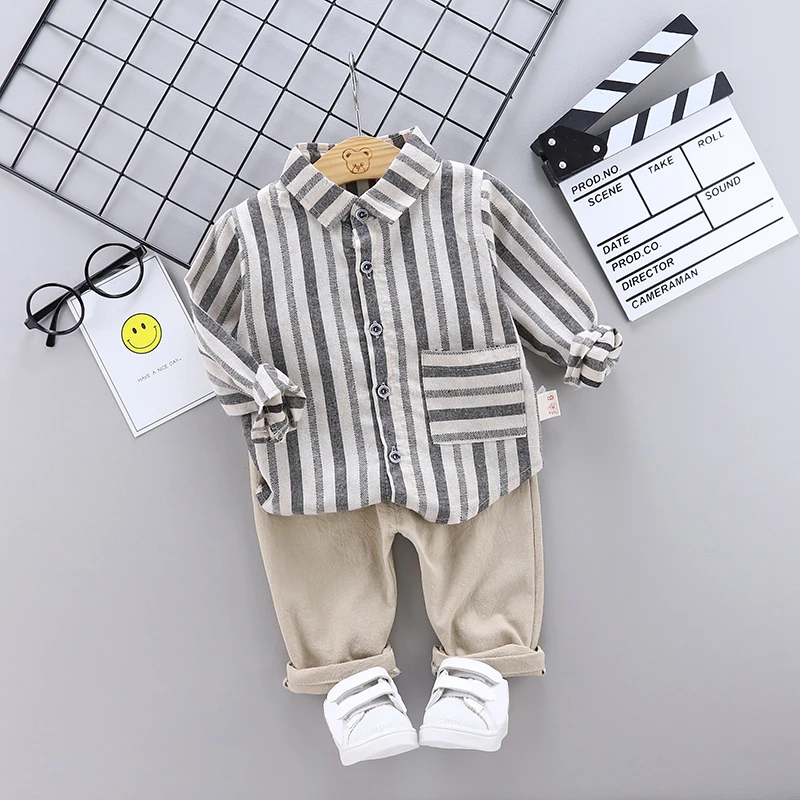 

IENENS 2019 Toddler Boys Clothes Children Kids Clothing Set Autum Long Sleeve Shirt + Pants Suits Cotton Formal Suit Clothes 2PC