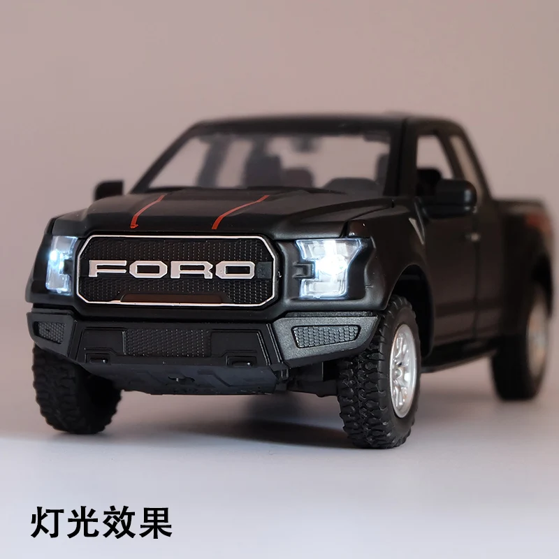 

Alloy pickup truck model children's toy sound musical pull back simulation vehicle F150 Ford Raptor musical 1:32 Sliding car