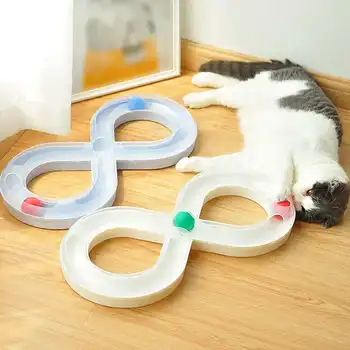 

Funny Cat Track Toys Ball Disk Plastics Non-slip Interactive Training Turntable Tunnel Toy witn Balls for Cats Game Intelligence