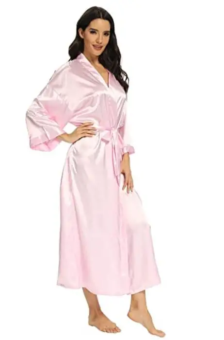 Women Silk Satin Long Wedding Bride Bridesmaid Robe Kimono Robe Feminino Bath Large Size XXXL Peignoir Femme Sexy Bathrobe
