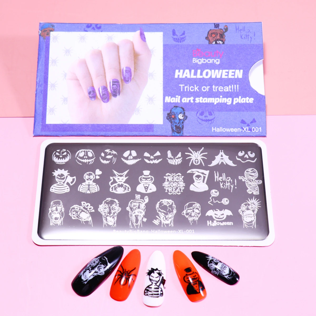 BeautyBigBang Halloween XL-001 Stamping Plates Devil Pumpkin Zombies Image Stainless Steel Stencil Nail Art Stamp Template 5