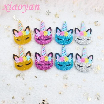 

30mm Acrylic Unicorn Charms Horn Face Floral Unicorn Hair Clip Party Gift Decoration Glitter Laser Cutout -AC1455