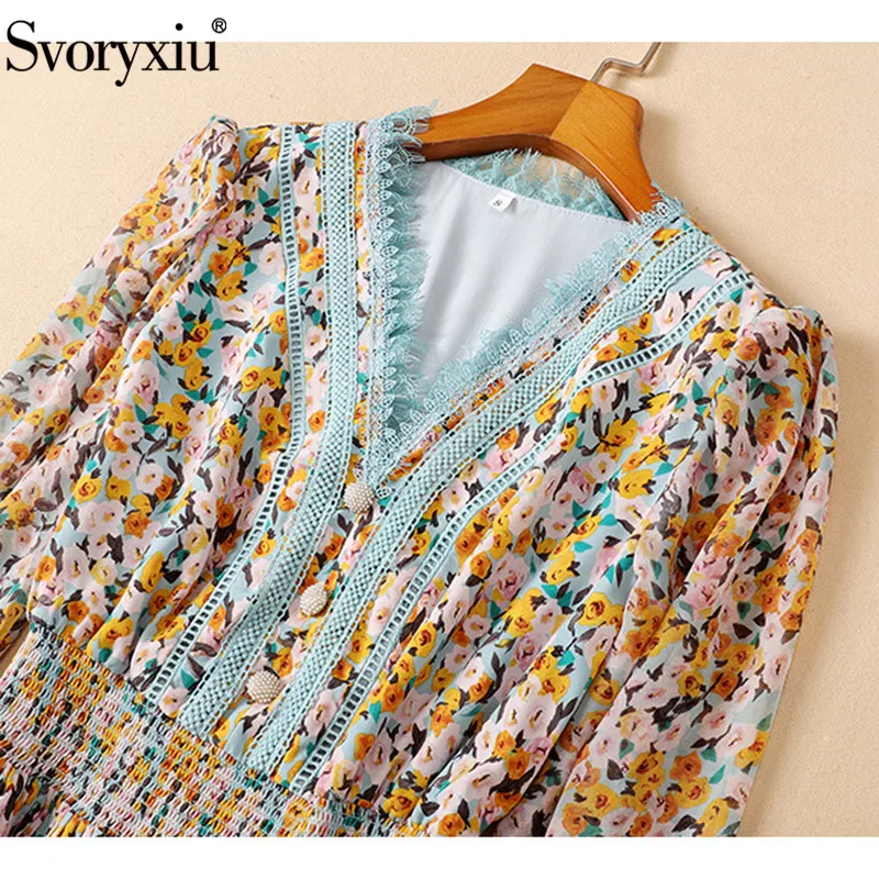 Svoryxiu Elegant Flower Print Bohemian Holiday