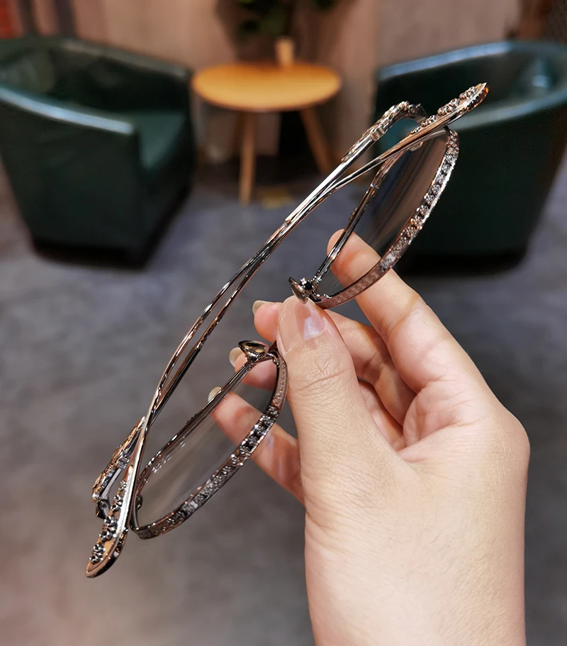 JIANDAN Men and Women Anti-Blue Light Wild Double Beam Irregular Large Frame Glasses Frame Equipped With Myopia Prescription