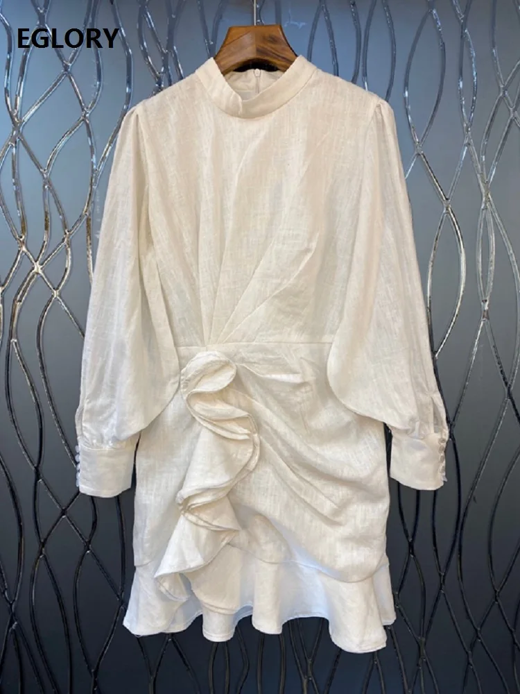 Big Promo 0IZNo 100%Cotton Dress 2020 Spring Style Women Stand Neck Ruffle Patchwork Long Sleeve Sexy Party Club White Dress Above Knee Big Promo 0IZNo 100%Cotton Dress 2020 Spring Style Women Stand Neck Ruffle Patchwork Long Sleeve Sexy Party Club White Dress Above Knee
