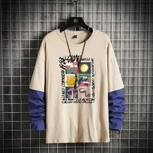 

GlacialWhale Patchwork 2021 Crewneck Sweatshirt Men Japanese Streetwear Hip Hop Oversized Khaki Hoodie Men Sweatshirts Hoodies