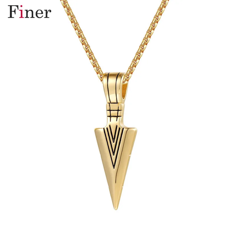 

Men's Oxidized Vintage Spearhead Pendant Necklace for Men Stainless Steel Determination of Spirit Tribal Adventures Male Jewelry