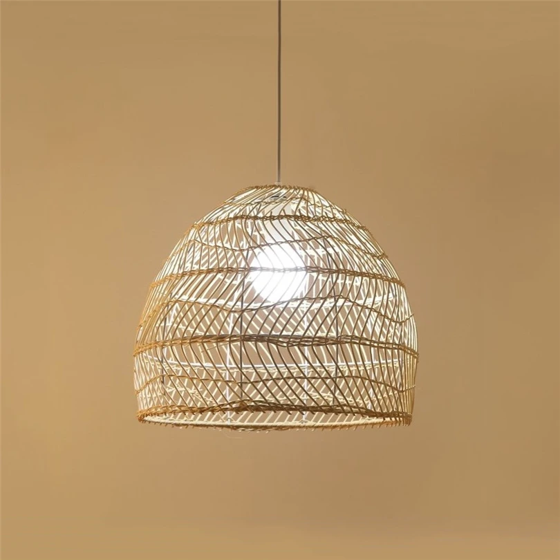 Modern Simple rattan Pendant Light Chinese style Hand knitted living room Dining Room study LED Hanging Lamp Home Decor Fixtures | Лампы и