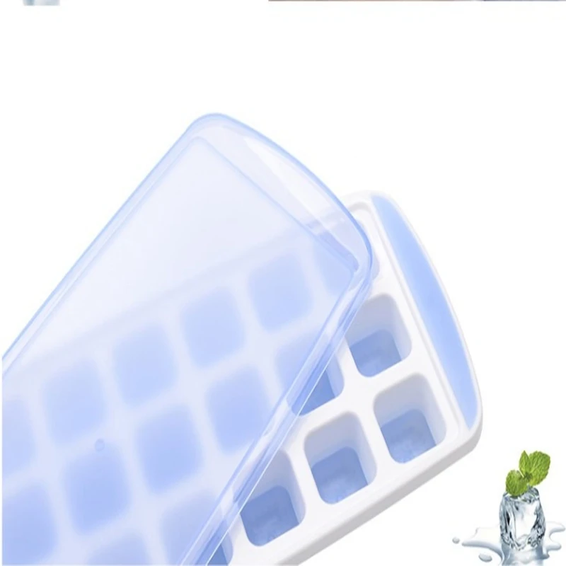 Food Grade Silicone Ice Tray Ice Mold DIY Ice Cube Maker 21 Grids Square Ice Machine Baking Store Dessert Cake Mold with Cover - Цвет: 2