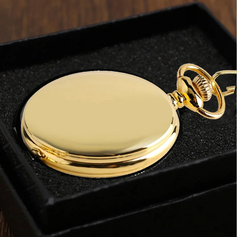 Gold Set Box Ретро черный модный серебряный Гладкий стимпанк кварцевые карманные часы из нержавеющей стали кулон 30 см цепочка - Цвет: Gold Set Box