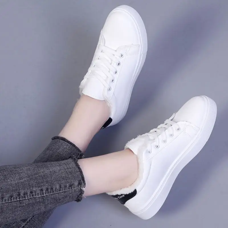 TAOFFEN/ популярная Белая обувь; женские модные кроссовки; теплая повседневная женская обувь; зимняя повседневная обувь на меху; обувь; Размеры 35-40