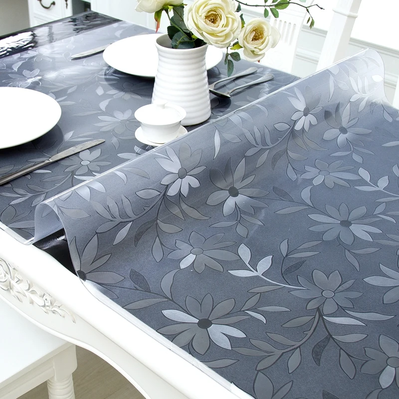 

Brand Tablecloth PVC Tablecloth Transparent Tablecloth Cover Waterproof Kitchen Pattern Oil Tablecloth Glass Soft Cloth 1.0mm