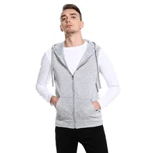 Внешней оболочки фотосессии Для мужчин с капюшоном толстовка с карманом на молнии жилет M19
