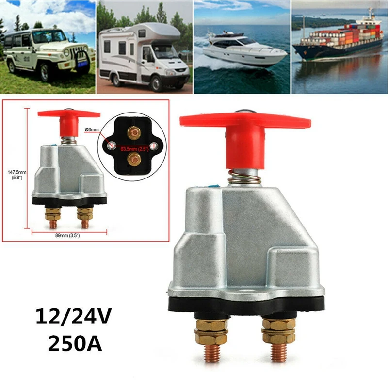 12/24V 250A Батарея изолятор Отключите выключатель с ключом автомобиль Лодка на колесах