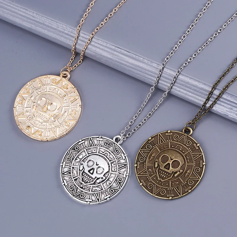 Pirates Of The Caribbean Necklace Jack Sparrow Aztec Coin Medallion Vi
