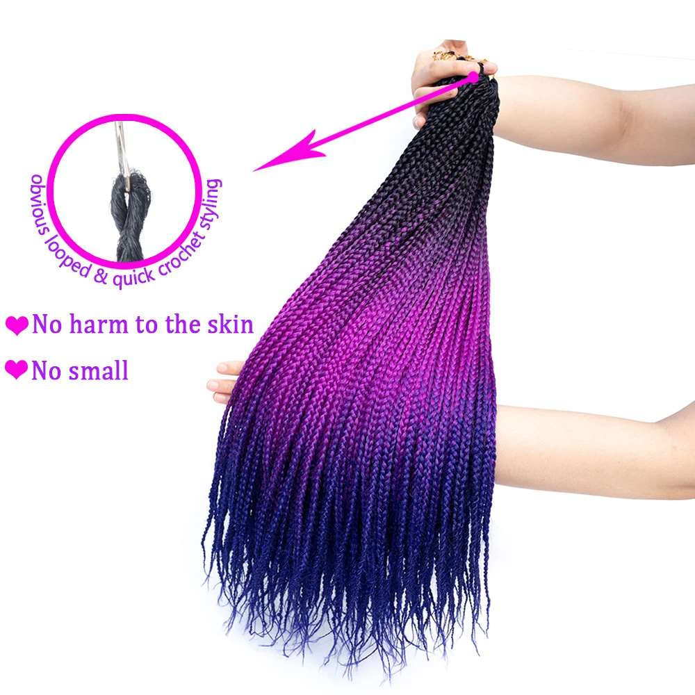 19 Color Crochet Hair Ombre Box Braids 24 Inch Zizi Braiding Hair Pre Stretched Kanekalon Synthetic Extension For Braids
