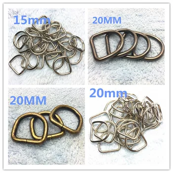 

80Pcs Metal High Dee Ring 15mm/20mm(0.6''/1''in) No Welded D Shaped webbing Belt buckles Unwelded Silver/Gunblack/Antique Bronze
