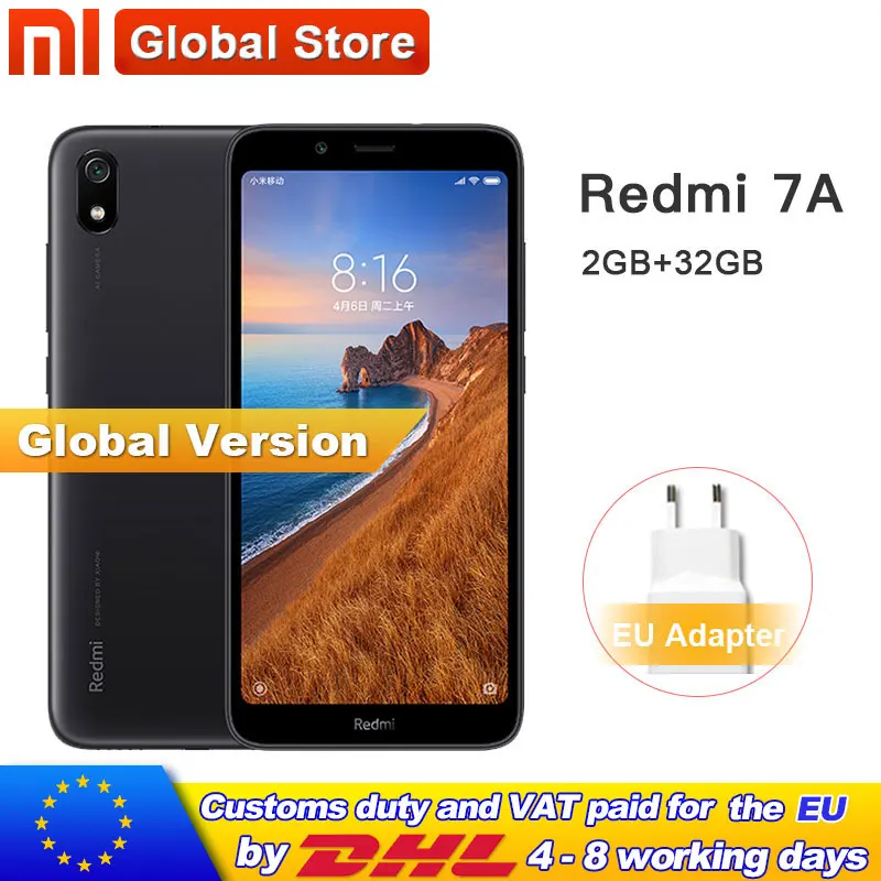

Global Version Xiaomi Redmi 7A 2GB 32GB Snapdargon 439 Octa core Mobile Phone 5.45" 13MP Camera 4000mAh Battery