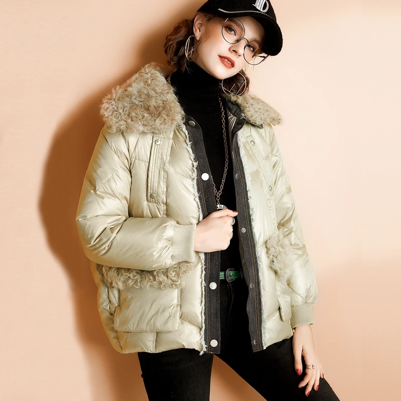 Janveny Real Fur Collar 2020 Down Jacket Women
