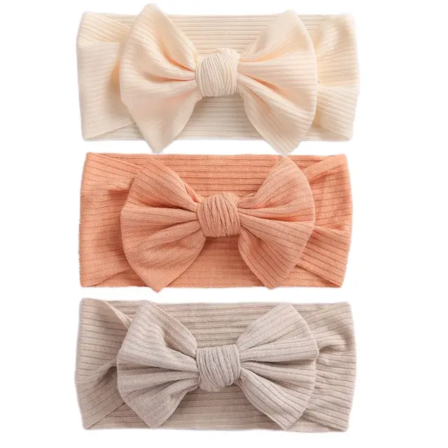3Pcs/Lot Baby Headband Sets Bow Baby Girl Nylon Headbands Twist Cable Soft Knot Turban Kids Headwear Baby Accessories Haarband 19
